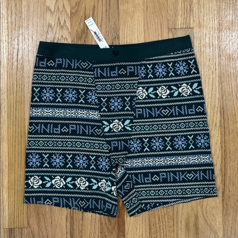 Victoria Secret Pink Deep Forest Green Thermal Boxer Pyjama Shorts